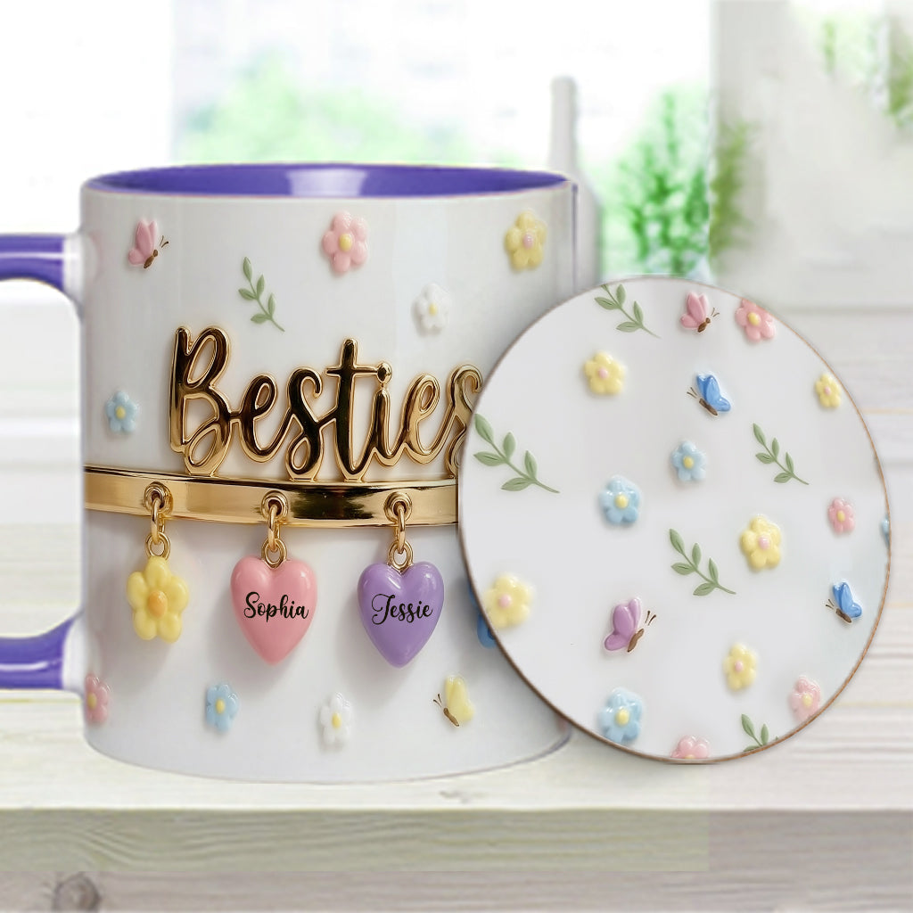 Ich wünschte, wir würden näher beieinander wohnen – das perfekte Geschenk für beste Freundinnen – personalisierte Tasse und Untersetzer mit Freundinnen-Akzent