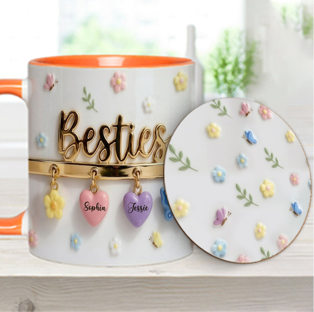 Ich wünschte, wir würden näher beieinander wohnen – das perfekte Geschenk für beste Freundinnen – personalisierte Tasse und Untersetzer mit Freundinnen-Akzent