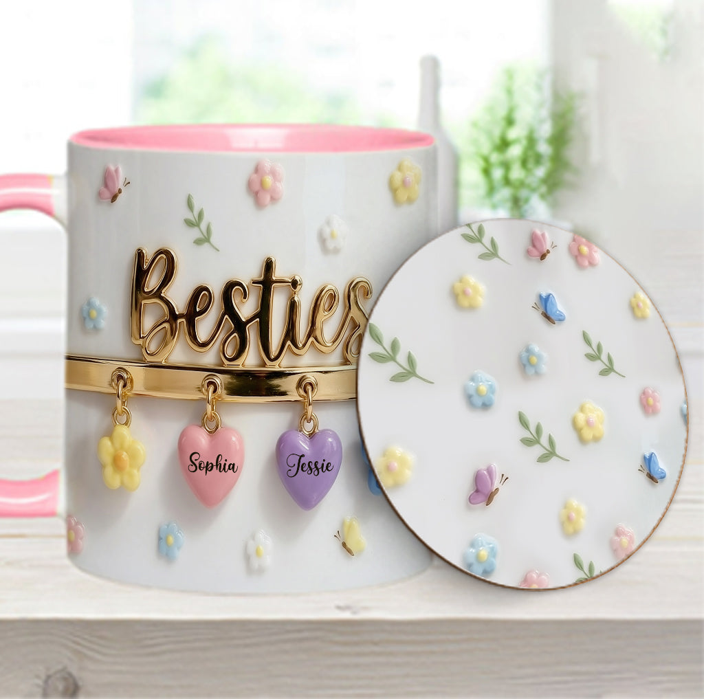 Ich wünschte, wir würden näher beieinander wohnen – das perfekte Geschenk für beste Freundinnen – personalisierte Tasse und Untersetzer mit Freundinnen-Akzent