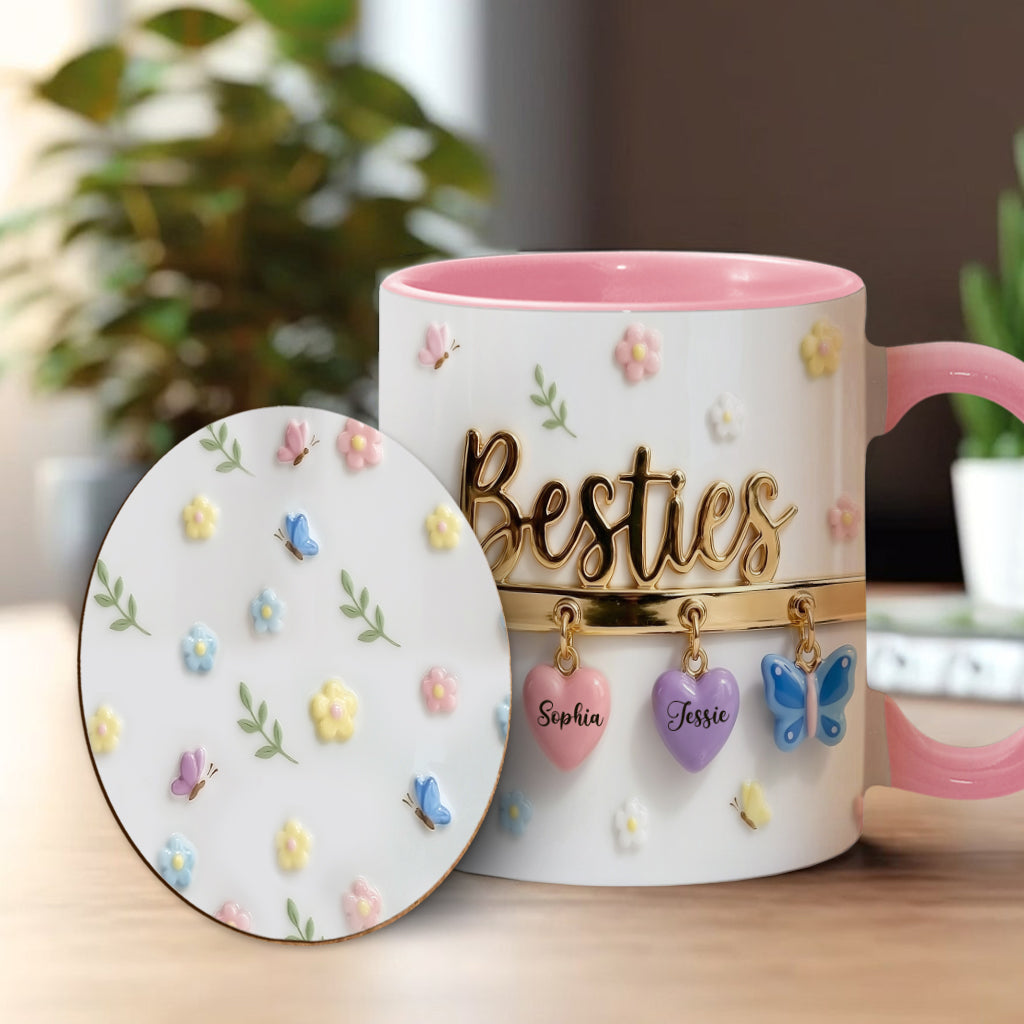 Ich wünschte, wir würden näher beieinander wohnen – das perfekte Geschenk für beste Freundinnen – personalisierte Tasse und Untersetzer mit Freundinnen-Akzent