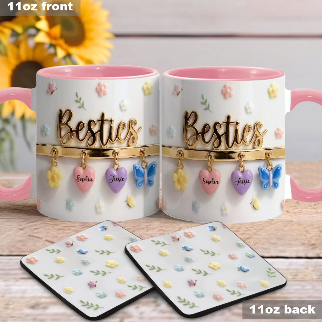 Ich wünschte, wir würden näher beieinander wohnen – das perfekte Geschenk für beste Freundinnen – personalisierte Tasse und Untersetzer mit Freundinnen-Akzent