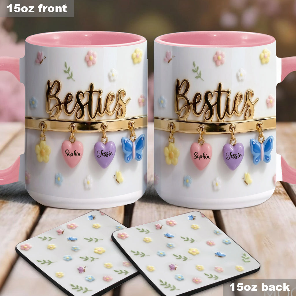 Ich wünschte, wir würden näher beieinander wohnen – das perfekte Geschenk für beste Freundinnen – personalisierte Tasse und Untersetzer mit Freundinnen-Akzent