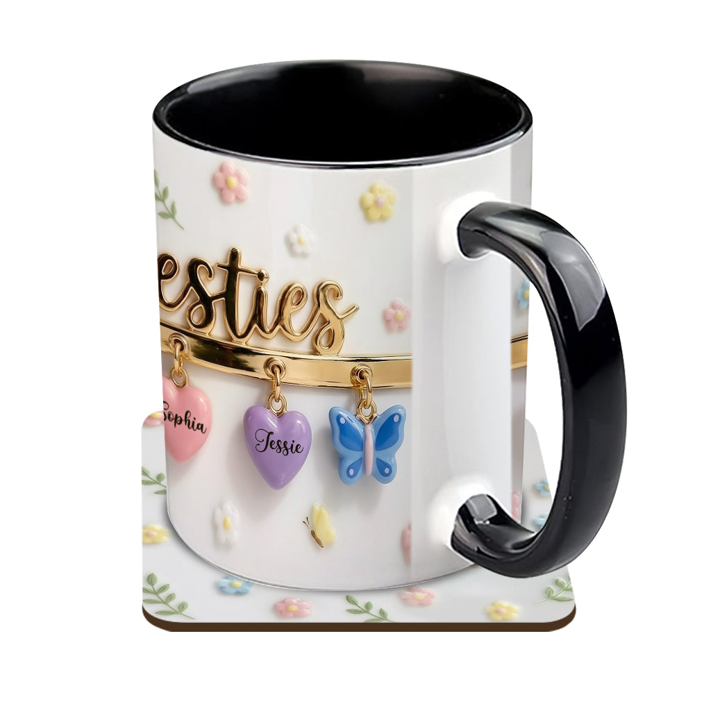 Ich wünschte, wir würden näher beieinander wohnen – das perfekte Geschenk für beste Freundinnen – personalisierte Tasse und Untersetzer mit Freundinnen-Akzent