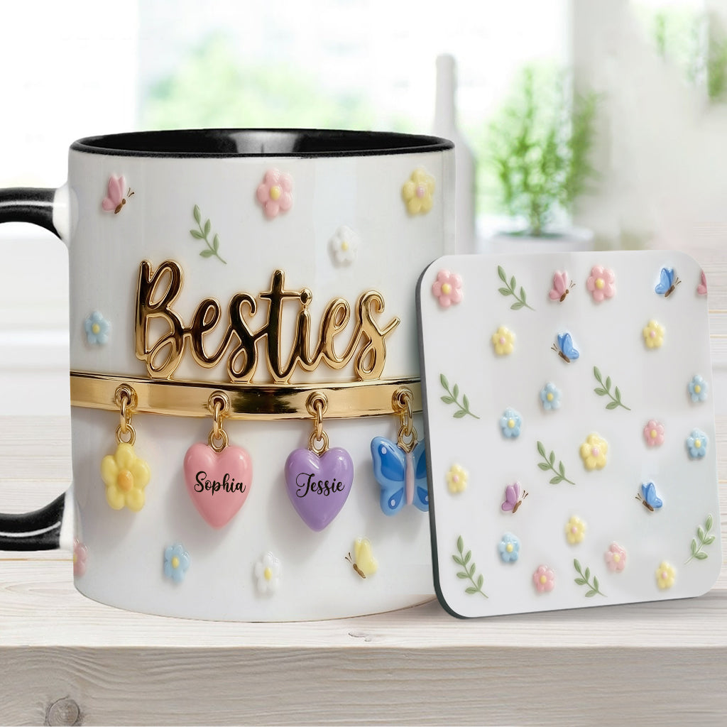 Ich wünschte, wir würden näher beieinander wohnen – das perfekte Geschenk für beste Freundinnen – personalisierte Tasse und Untersetzer mit Freundinnen-Akzent