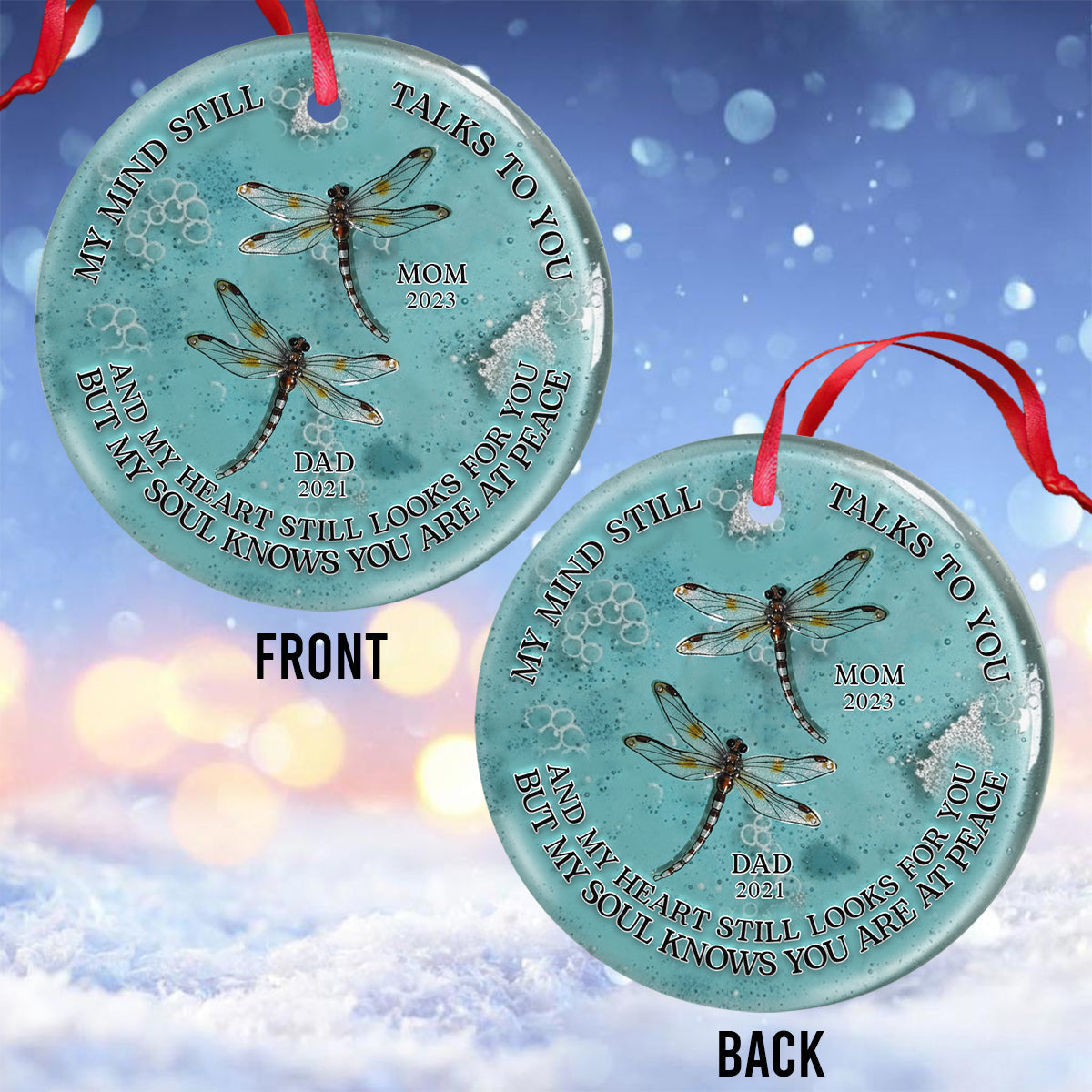 Libelle Mein Verstand Mein Herz Meine Seele – Personalisierte Gedenk-Keramik-Kreisornament