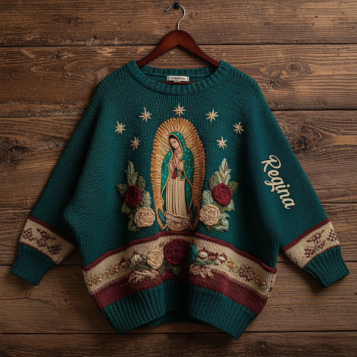Unsere Liebe Frau von Guadalupe – Personalisierter christlicher Weihnachtspullover