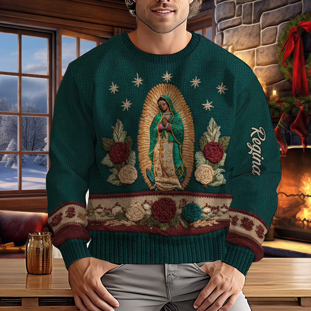 Unsere Liebe Frau von Guadalupe – Personalisierter christlicher Weihnachtspullover