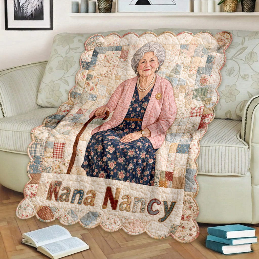 Wrapped in Your Love - Personalized Grandma Shaped Fleece Blanket