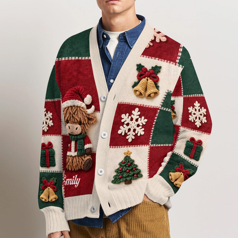Lieben Highland Cow Weihnachtsgeschenk - Personalisierter Highland Cow Cardigan