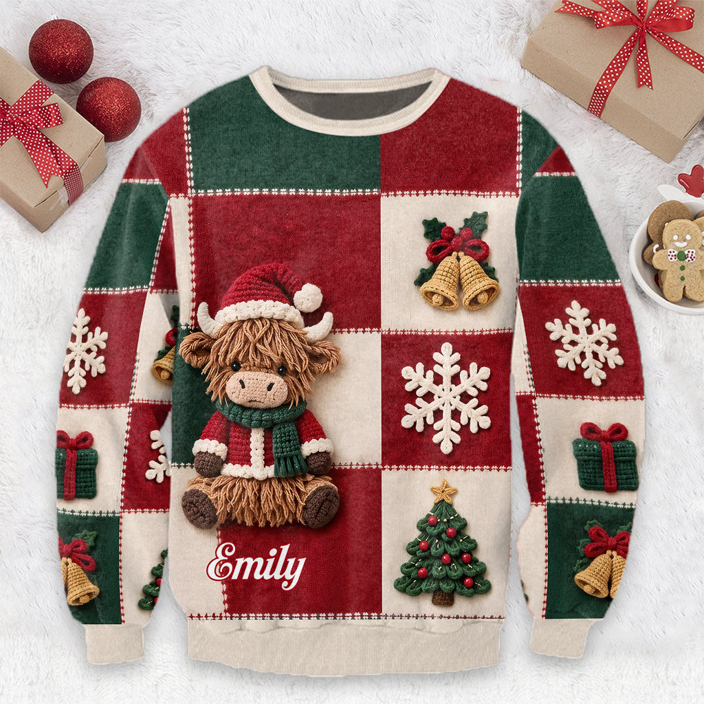 Lieben Highland Cow Weihnachtsgeschenk - Personalisierter Highland Cow Cardigan