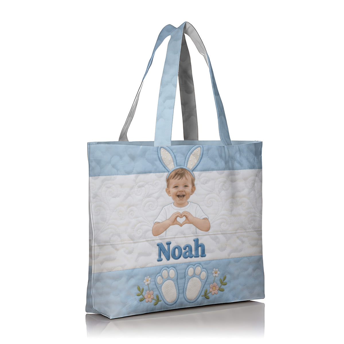 Kids Easter Bunny - Personalized Kid Quilted Tote Bag