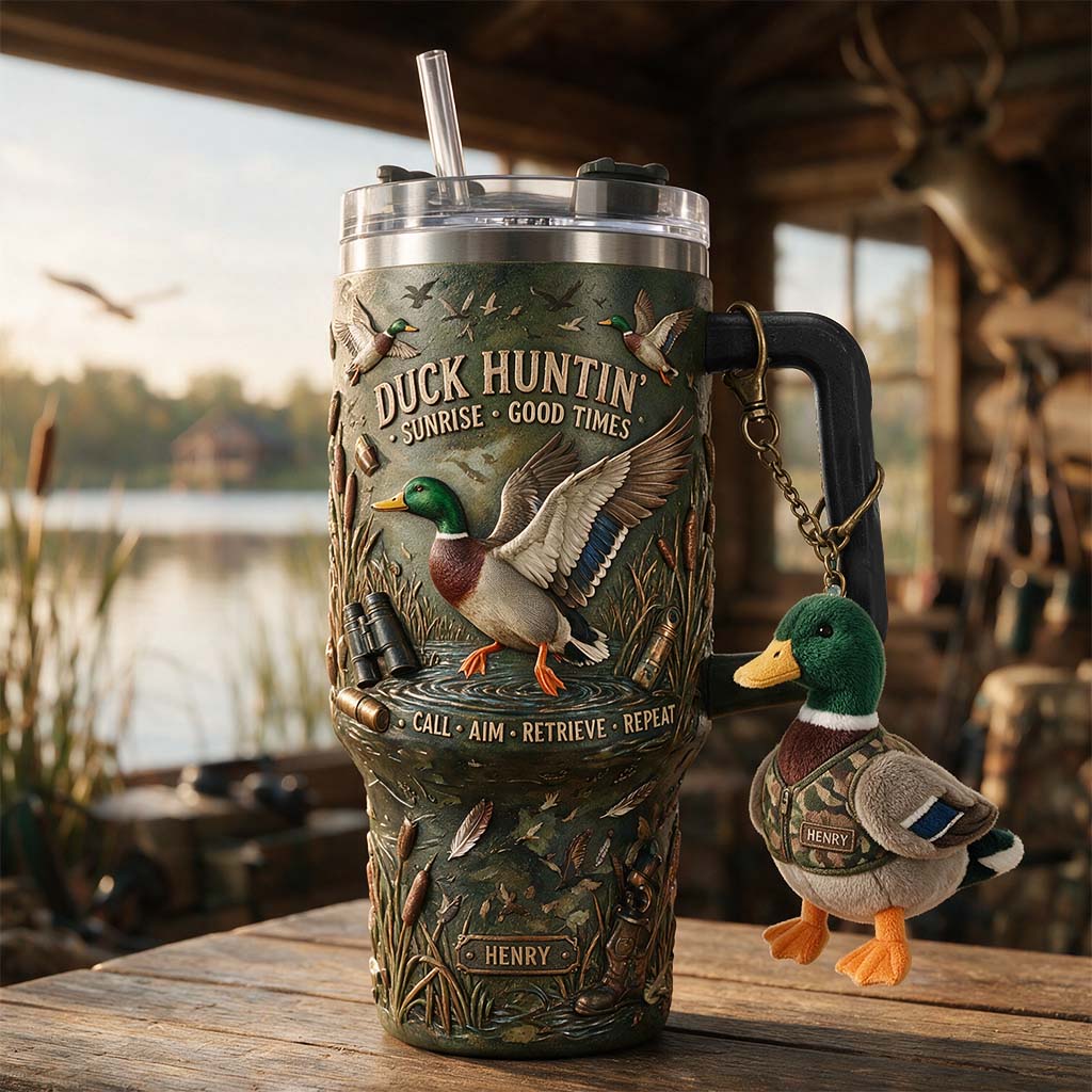 It's Hunting Season - Personalized Hunting Tumbler With Plush Charm