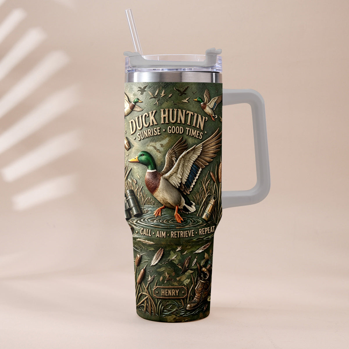It's Hunting Season - Personalized Hunting Tumbler With Plush Charm