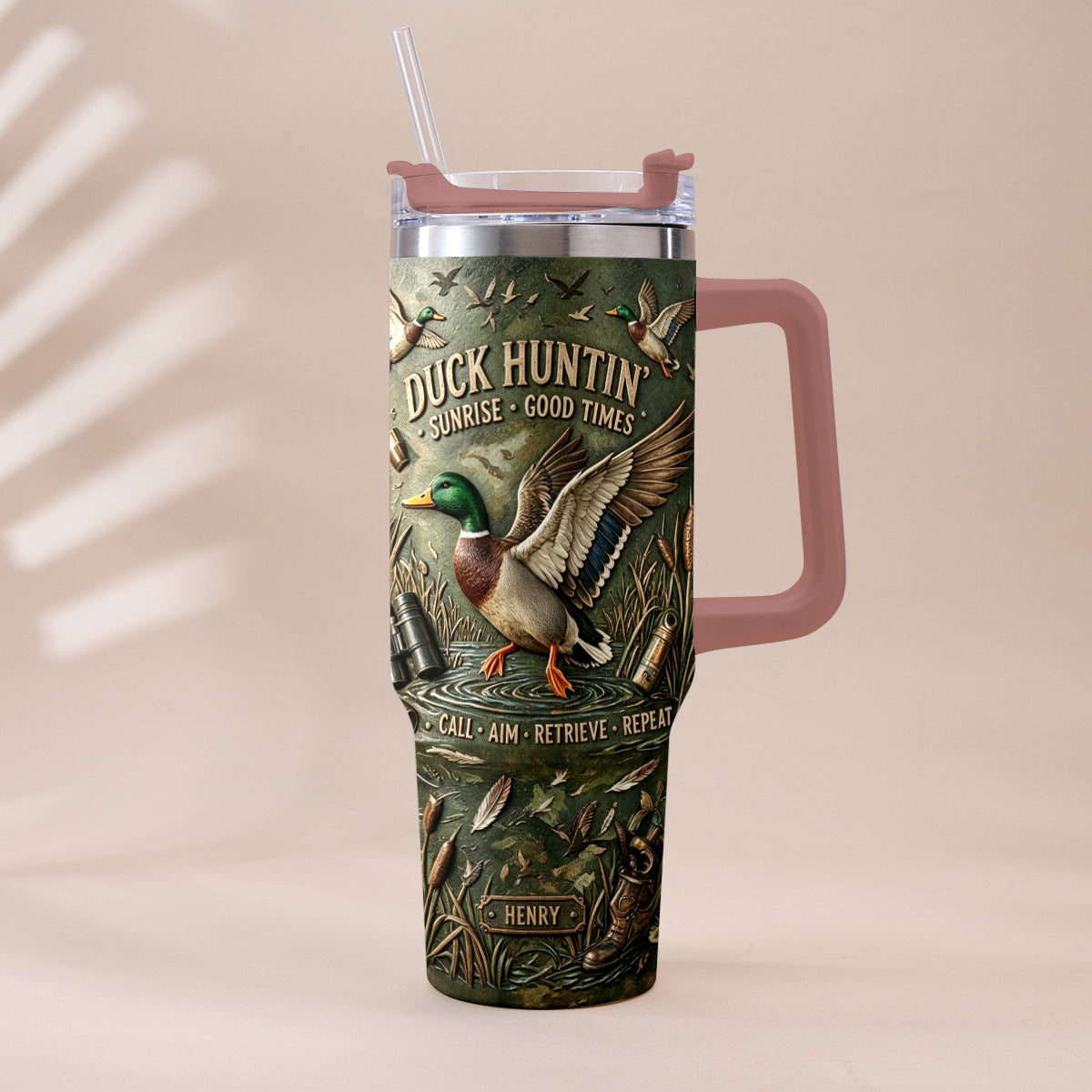 It's Hunting Season - Personalized Hunting Tumbler With Plush Charm