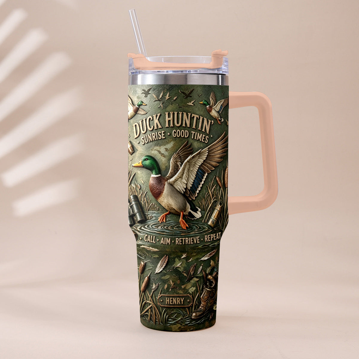 It's Hunting Season - Personalized Hunting Tumbler With Plush Charm