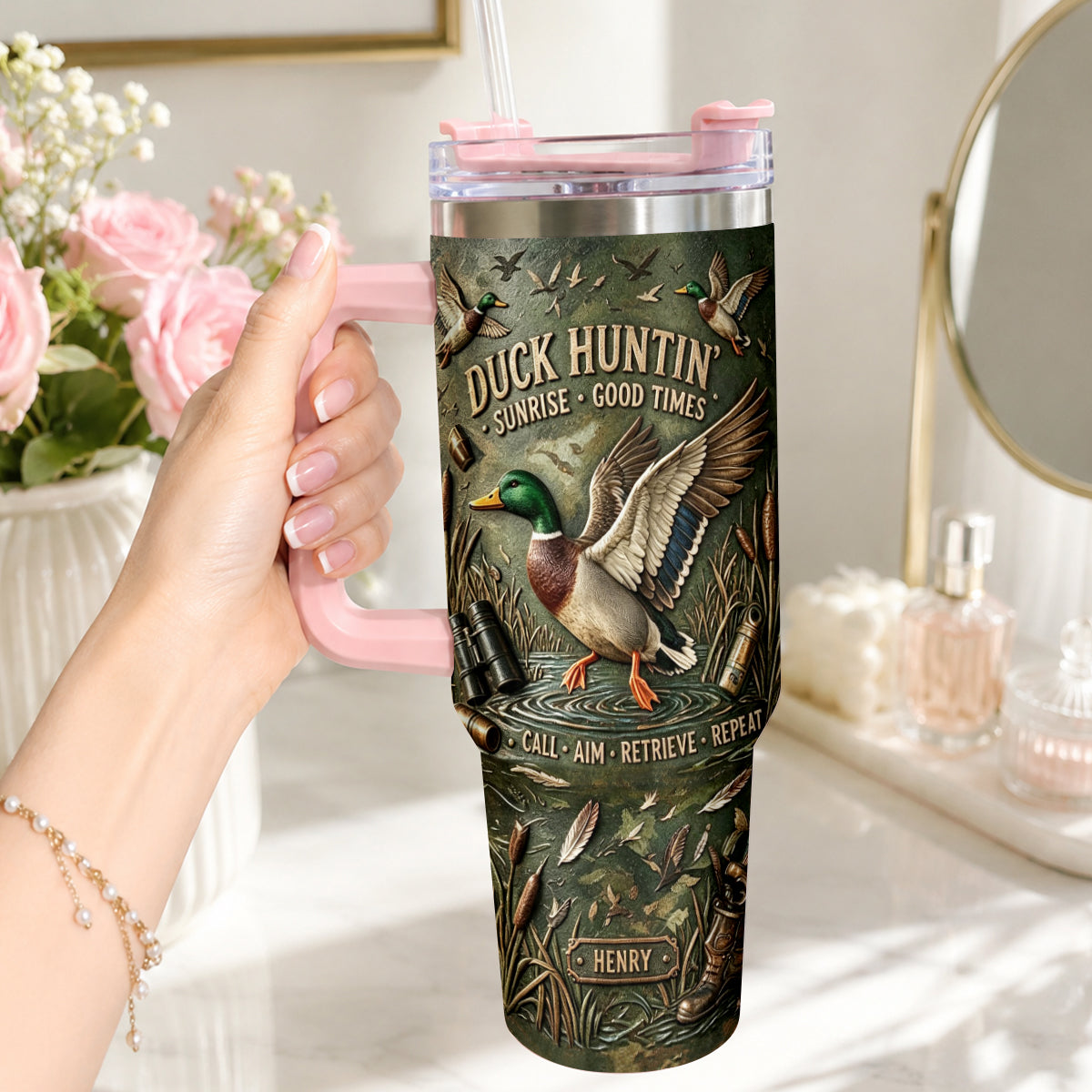 It's Hunting Season - Personalized Hunting Tumbler With Plush Charm