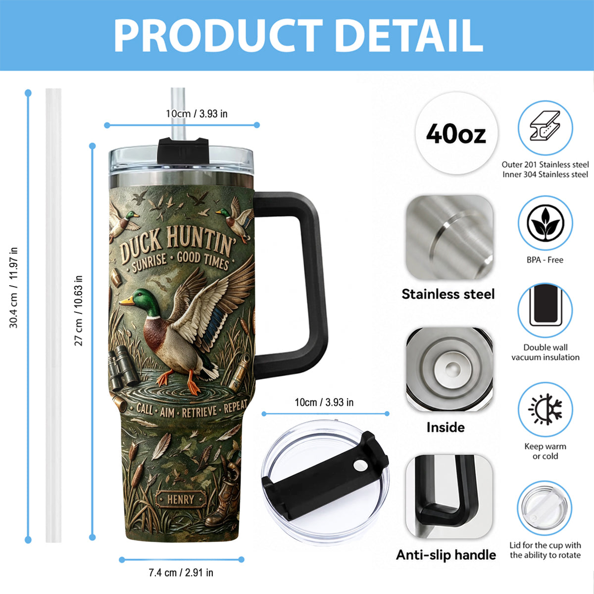 It's Hunting Season - Personalized Hunting Tumbler With Plush Charm