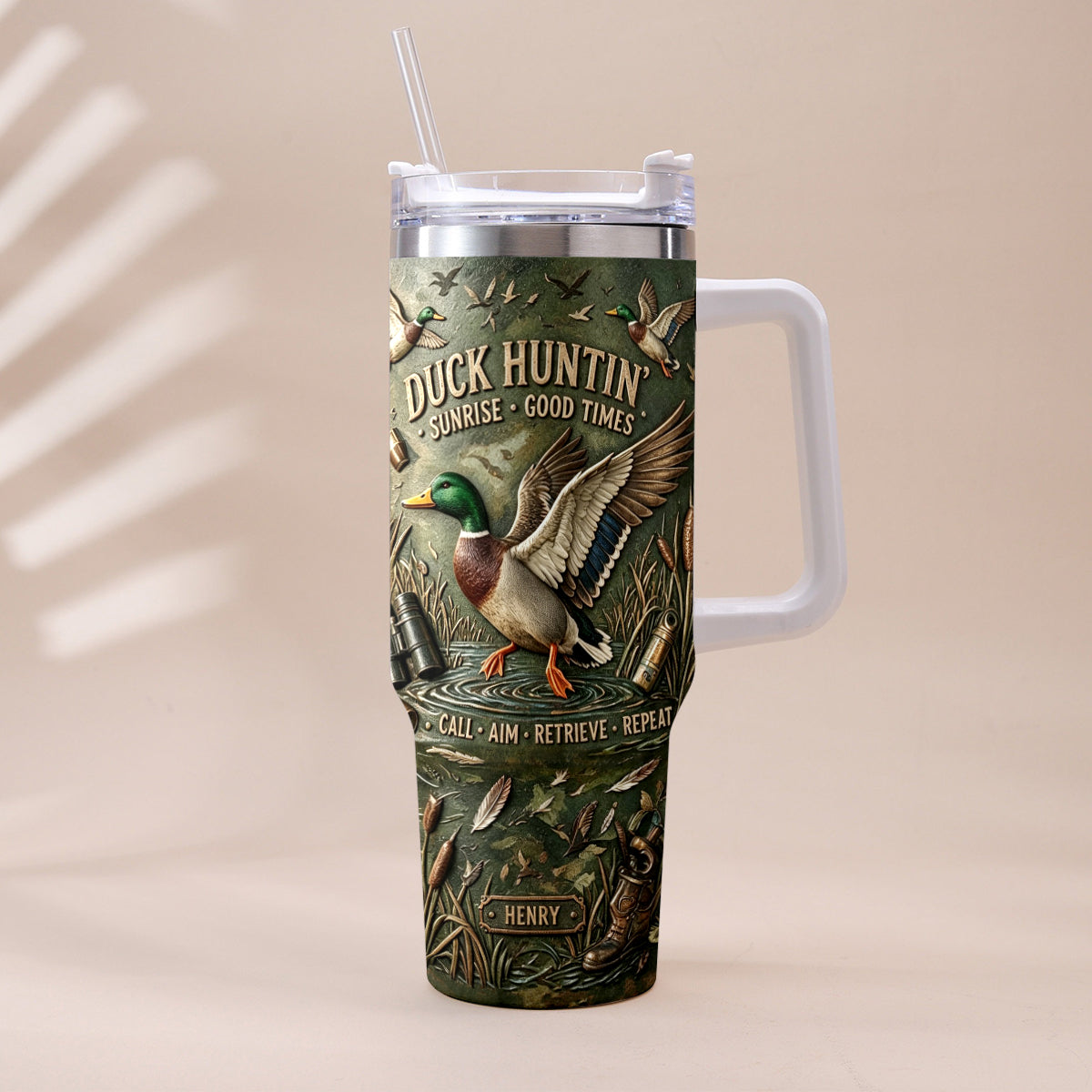 It's Hunting Season - Personalized Hunting Tumbler With Plush Charm