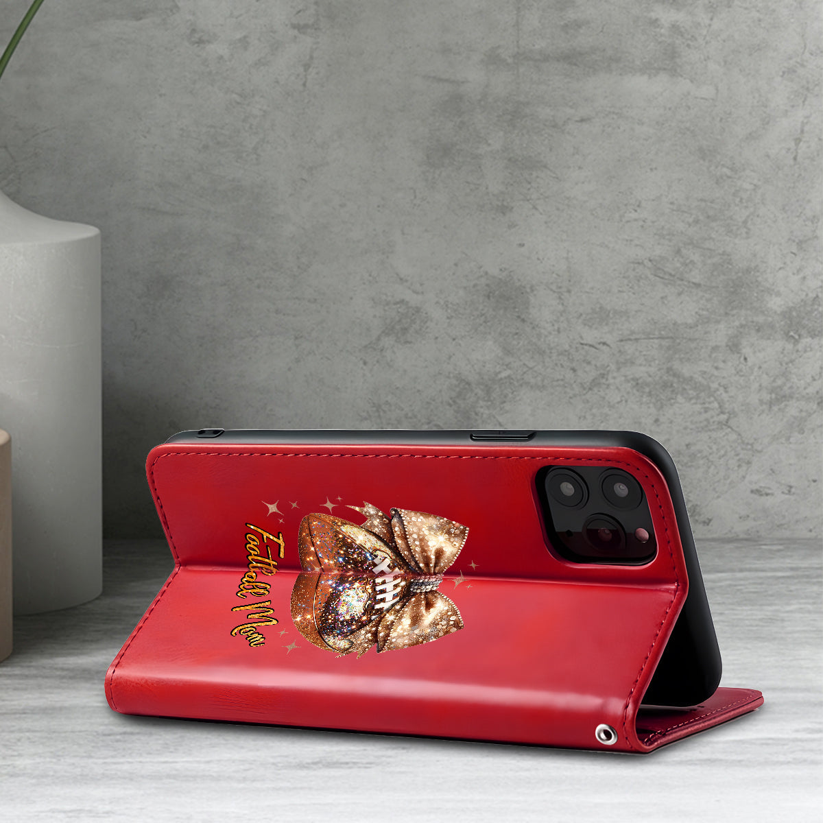 Glitzernder Fußball – Personalisierte Fußball-Handyhülle mit Tragegurt