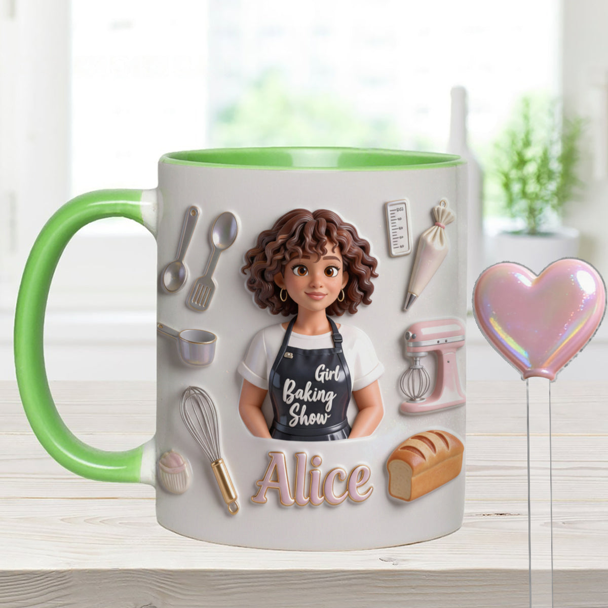 Love Baking - Personalized Baking Set Accent Mug with Acrylic Stirrers