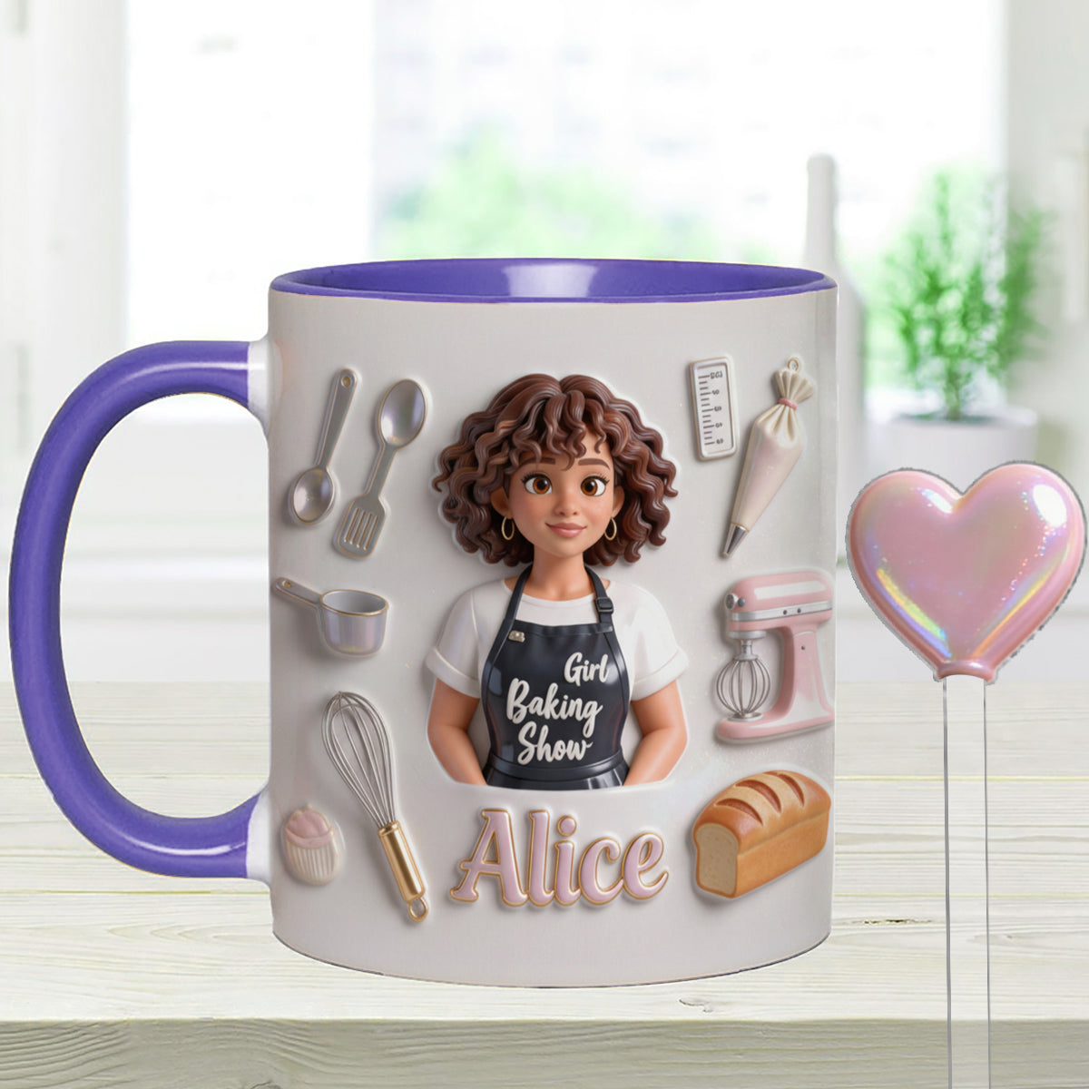 Love Baking - Personalized Baking Set Accent Mug with Acrylic Stirrers