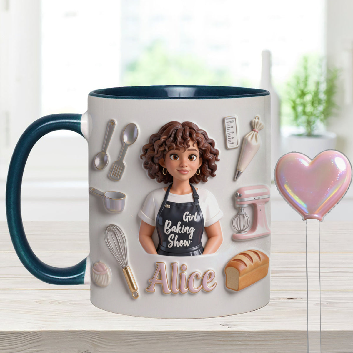 Love Baking - Personalized Baking Set Accent Mug with Acrylic Stirrers