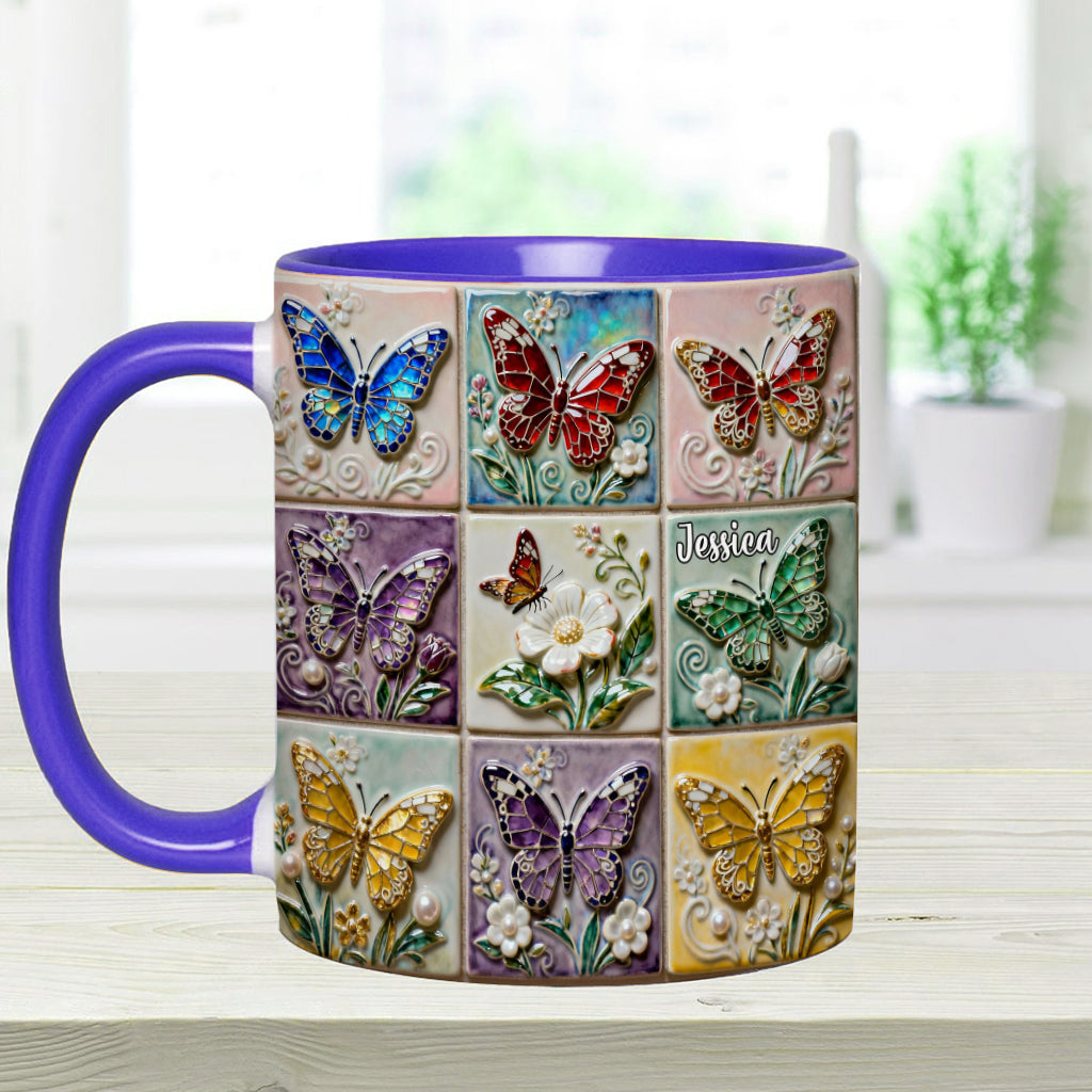 Schmetterlinge lieben – Personalisierte Tasse mit Schmetterlingsmotiv