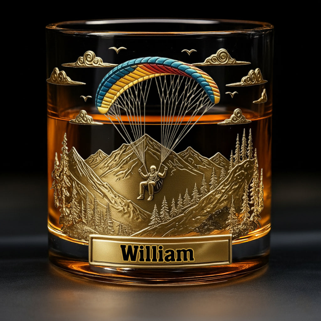 Sky Master – Personalisiertes Whiskyglas für Fallschirm-/Gleitschirmflieger
