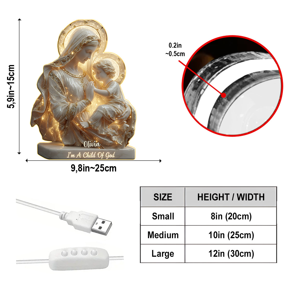 Ein Kind Gottes – Personalisierte christliche Acryl-LED-Nachtleuchte