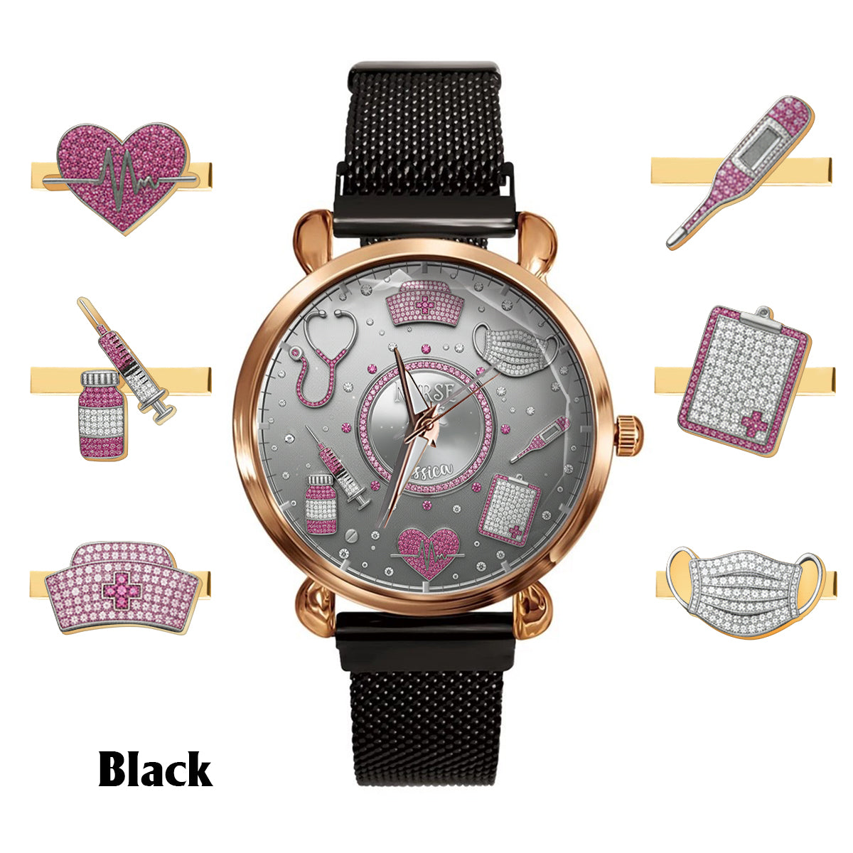 Love Nurse Life - Personalized Nurse Women Hand Watch With Strap Charms