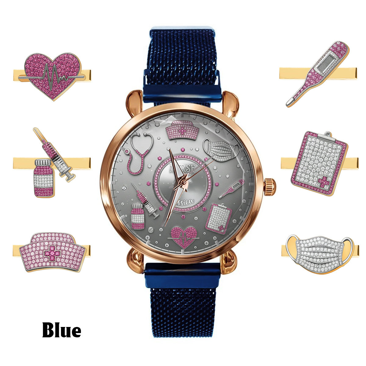 Love Nurse Life - Personalized Nurse Women Hand Watch With Strap Charms