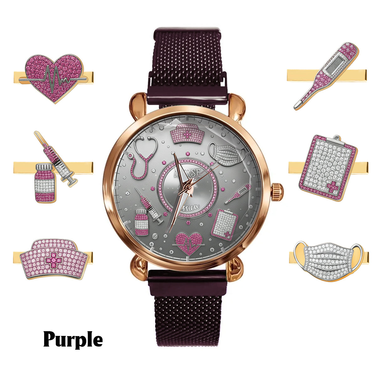 Love Nurse Life - Personalized Nurse Women Hand Watch With Strap Charms
