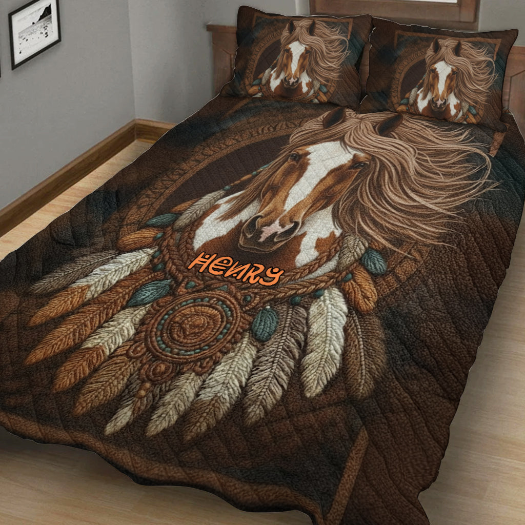 Indianischer Wolf – Personalisiertes Quilt-Set der amerikanischen Ureinwohner