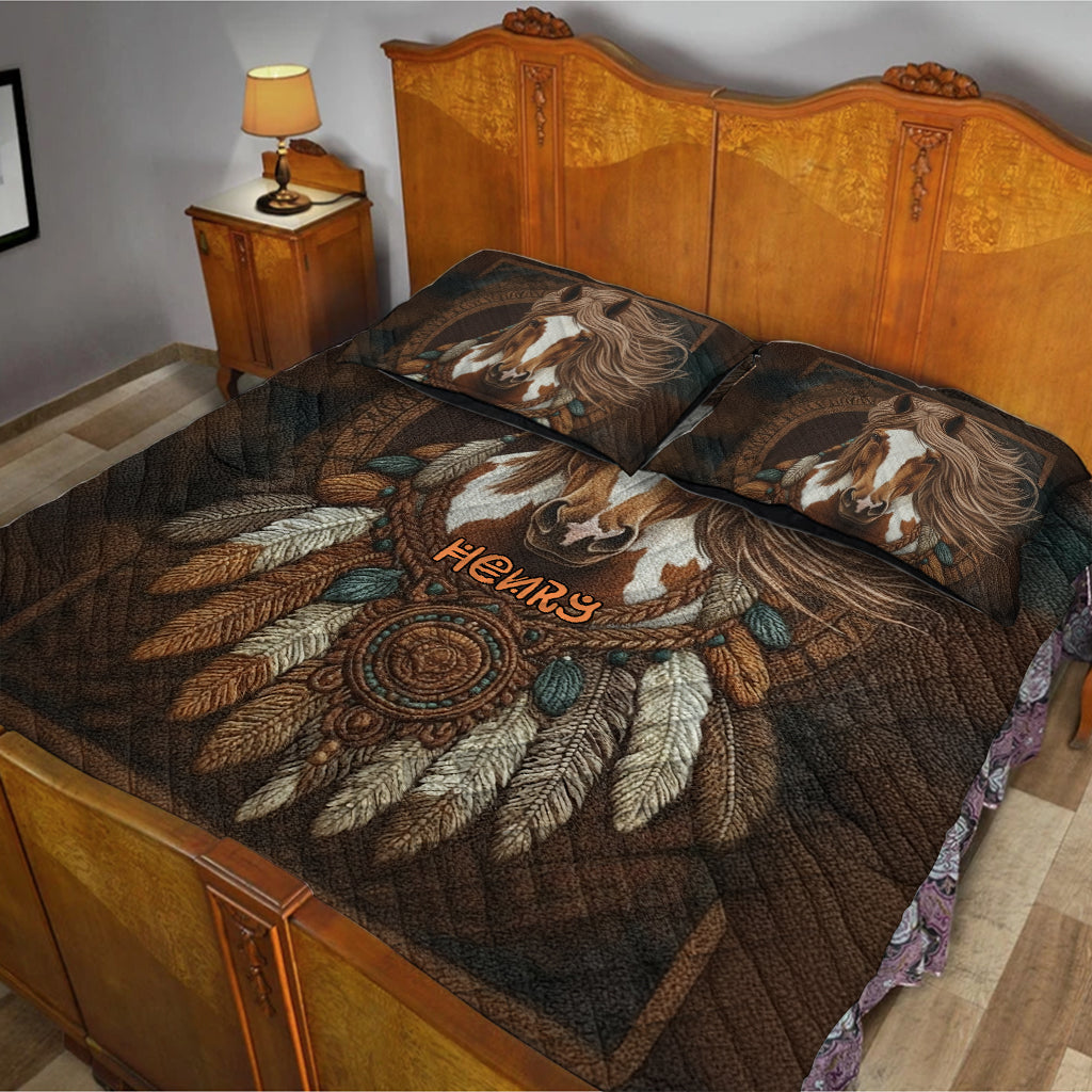 Indianischer Wolf – Personalisiertes Quilt-Set der amerikanischen Ureinwohner