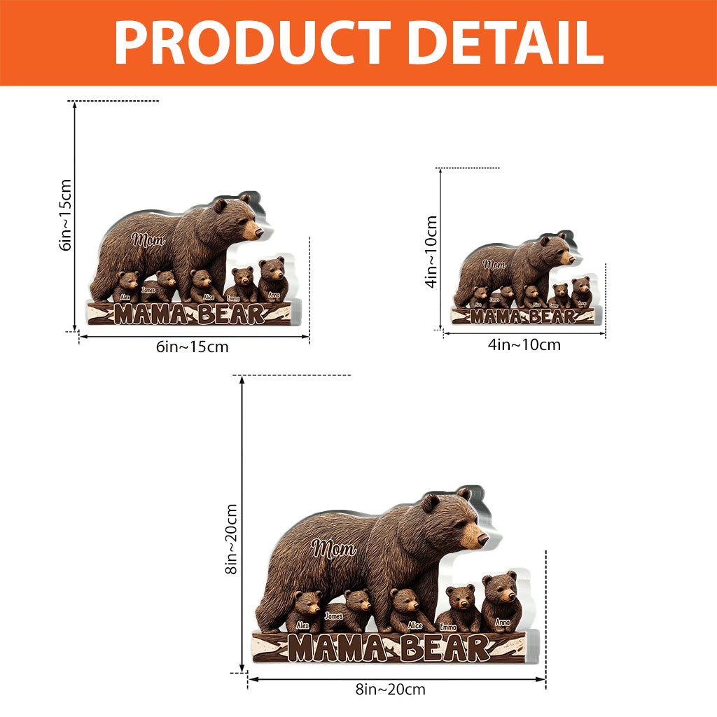 Mama Bär – Personalisierte Acrylplakette in individueller Form für die Mutter