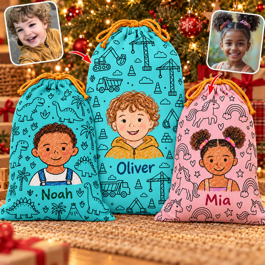 Cute Drawing - Personalized Kid Drawstring Tote Bag