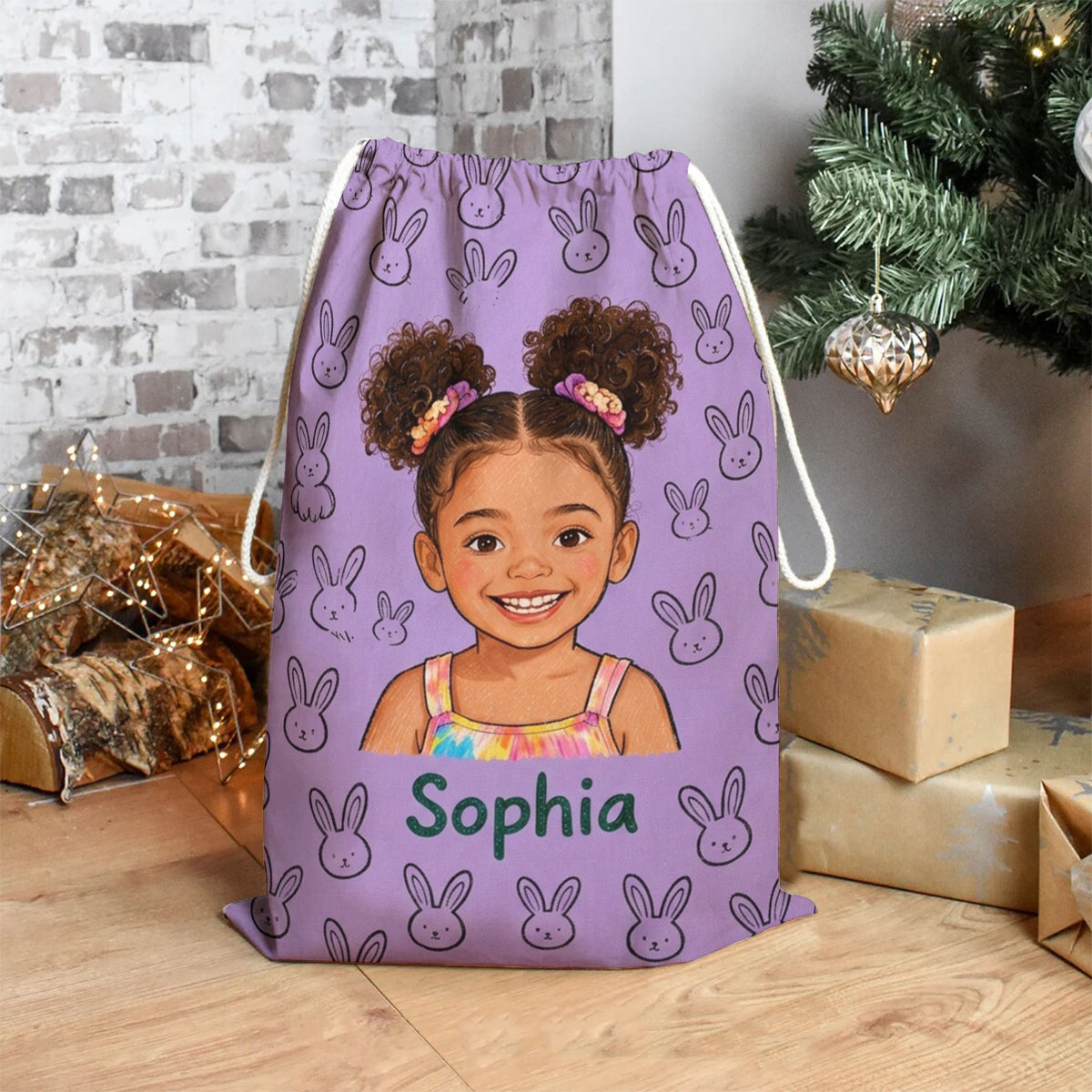 Cute Drawing - Personalized Kid Drawstring Tote Bag