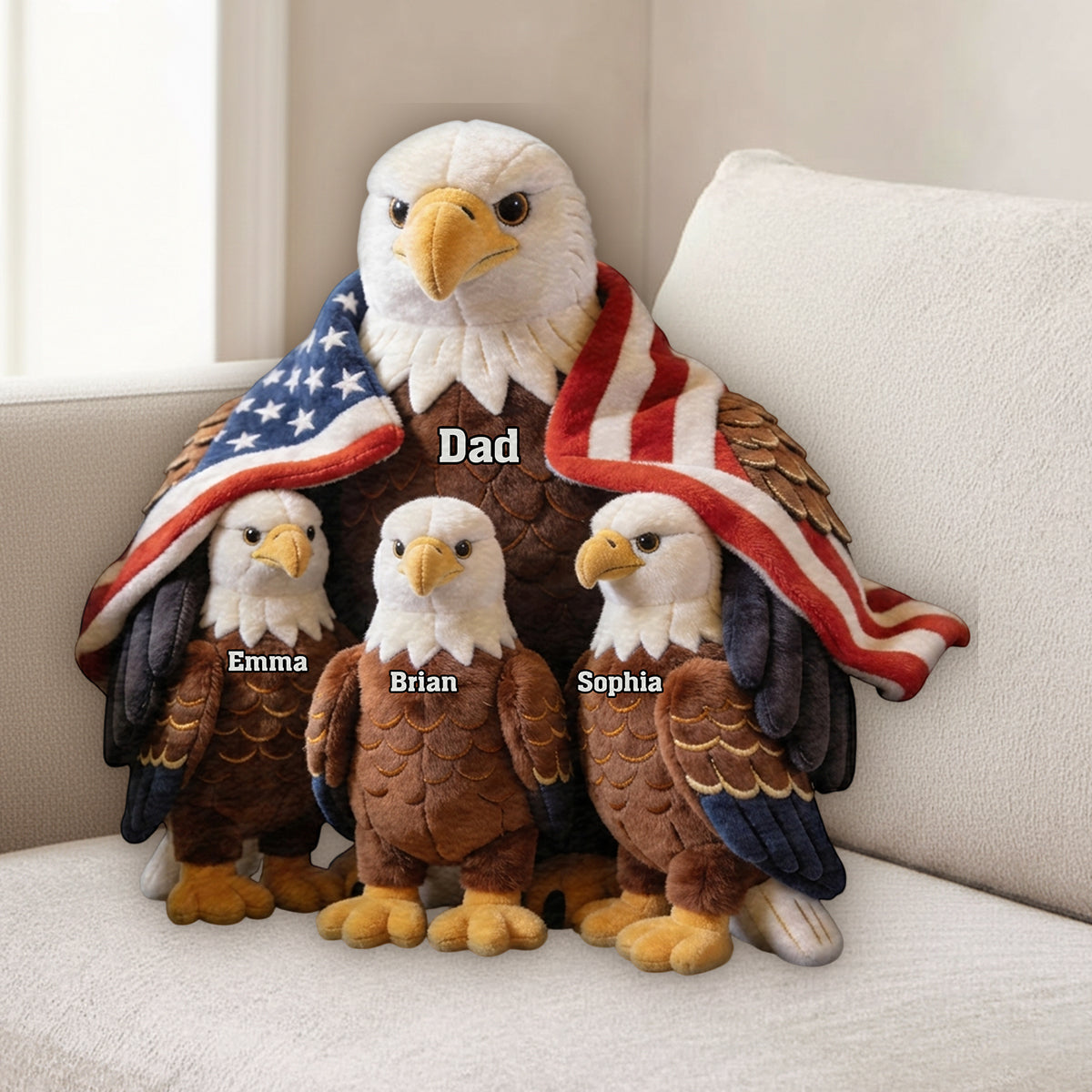 Starker Papa/Oma Weißkopfseeadler - Personalisierte Premium Kunstfell-Kissen