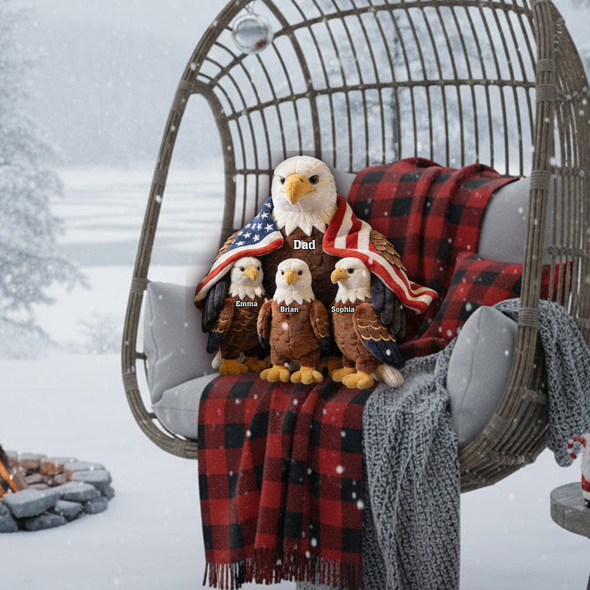 Starker Papa/Oma Weißkopfseeadler - Personalisierte Premium Kunstfell-Kissen