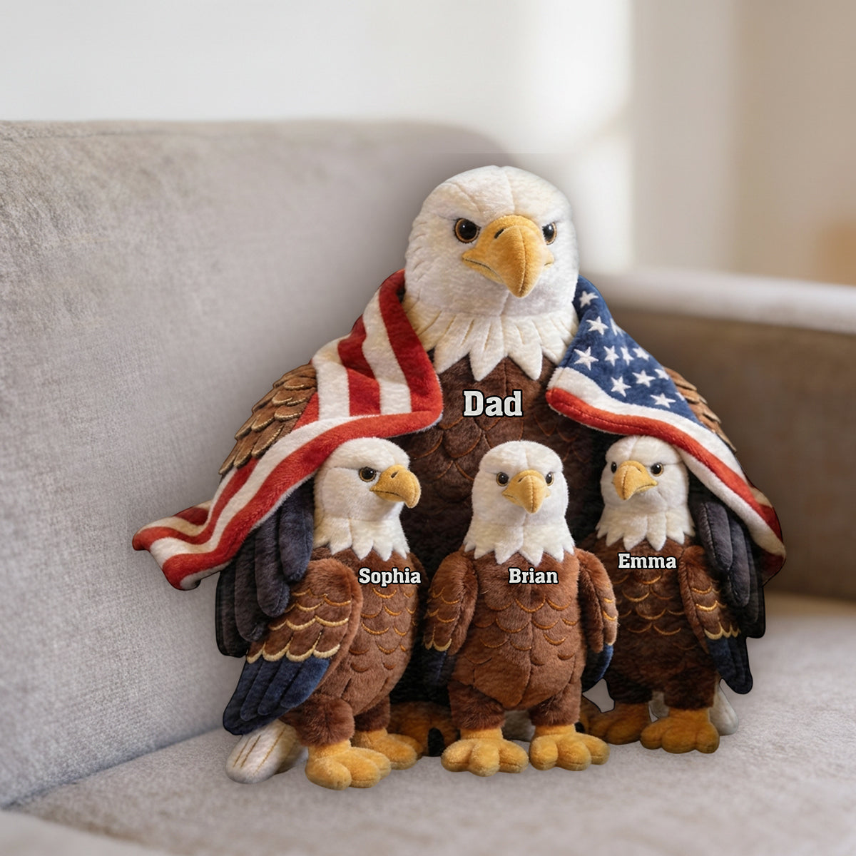 Starker Papa/Oma Weißkopfseeadler - Personalisierte Premium Kunstfell-Kissen