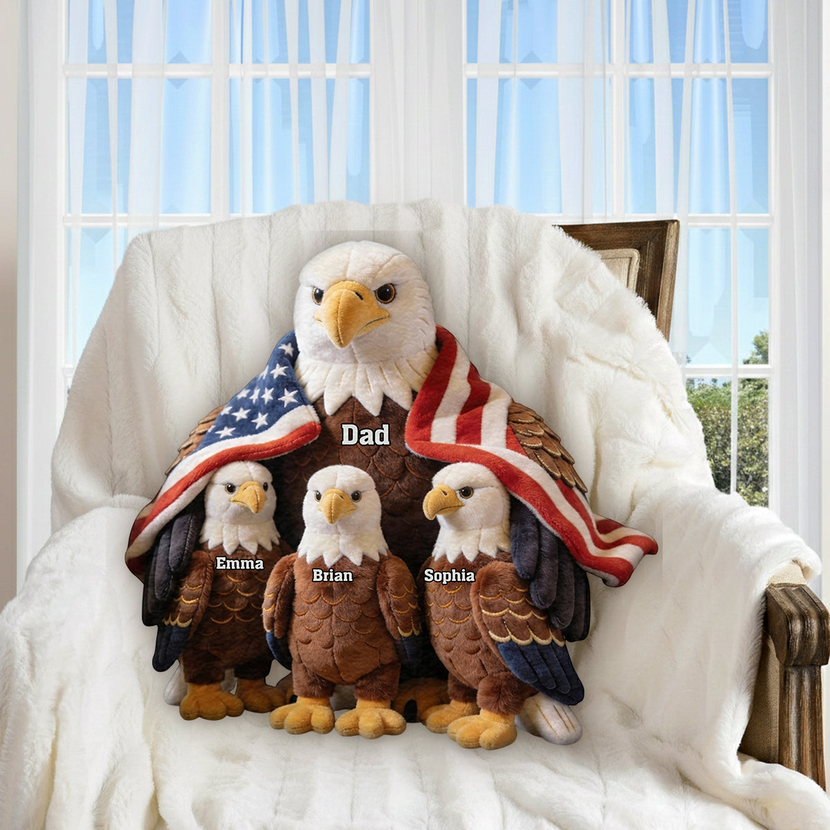 Starker Papa/Oma Weißkopfseeadler - Personalisierte Premium Kunstfell-Kissen