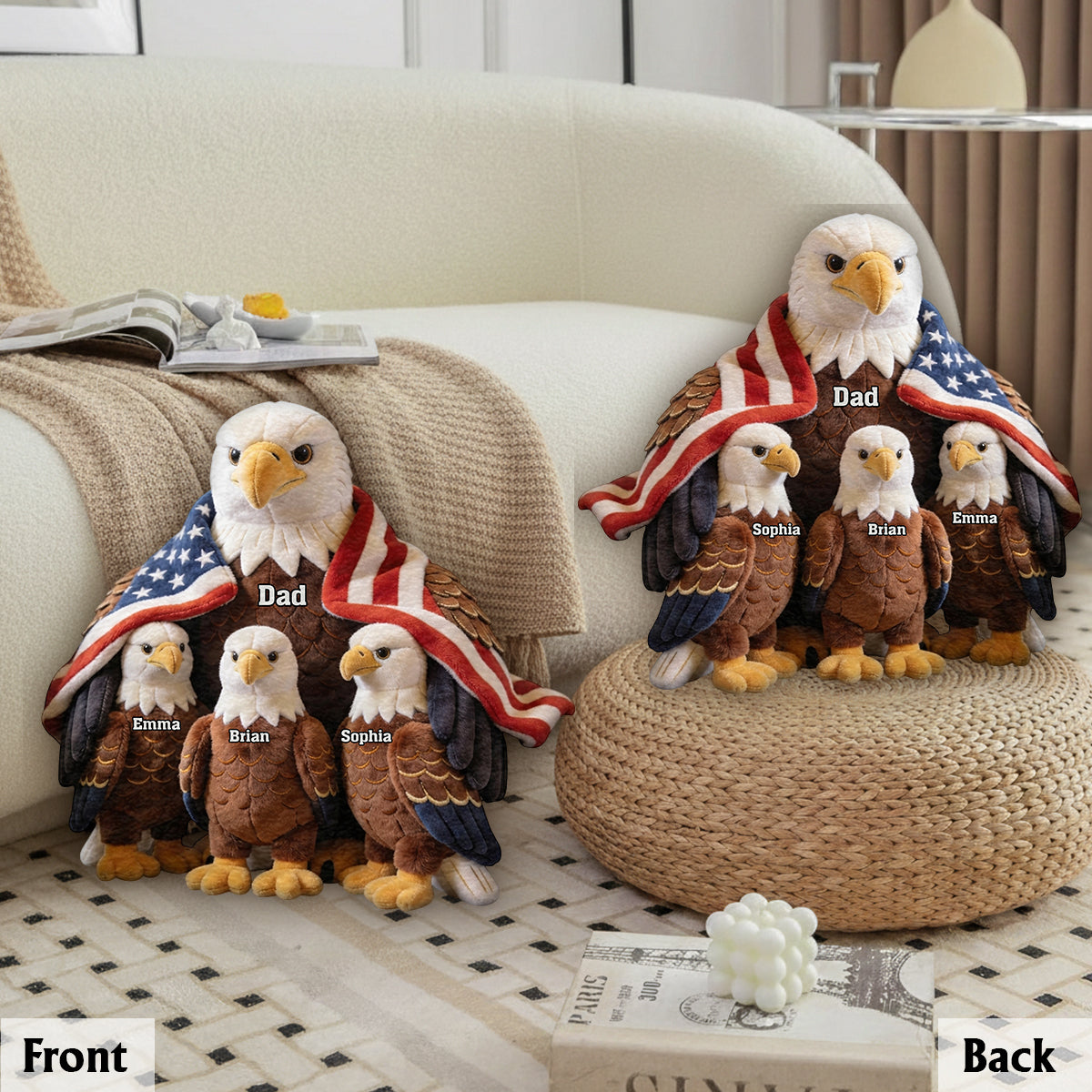 Starker Papa/Oma Weißkopfseeadler - Personalisierte Premium Kunstfell-Kissen