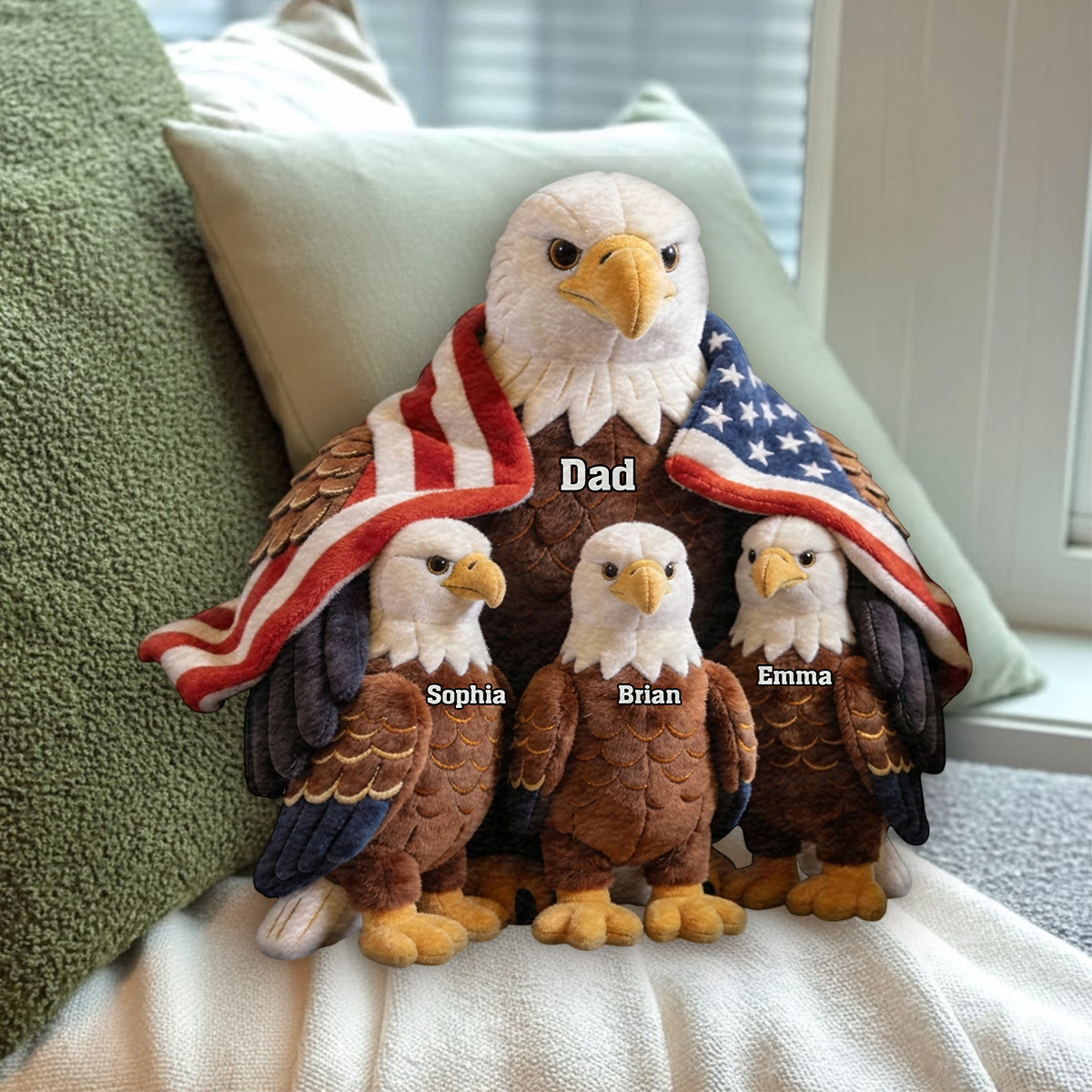 Starker Papa/Oma Weißkopfseeadler - Personalisierte Premium Kunstfell-Kissen