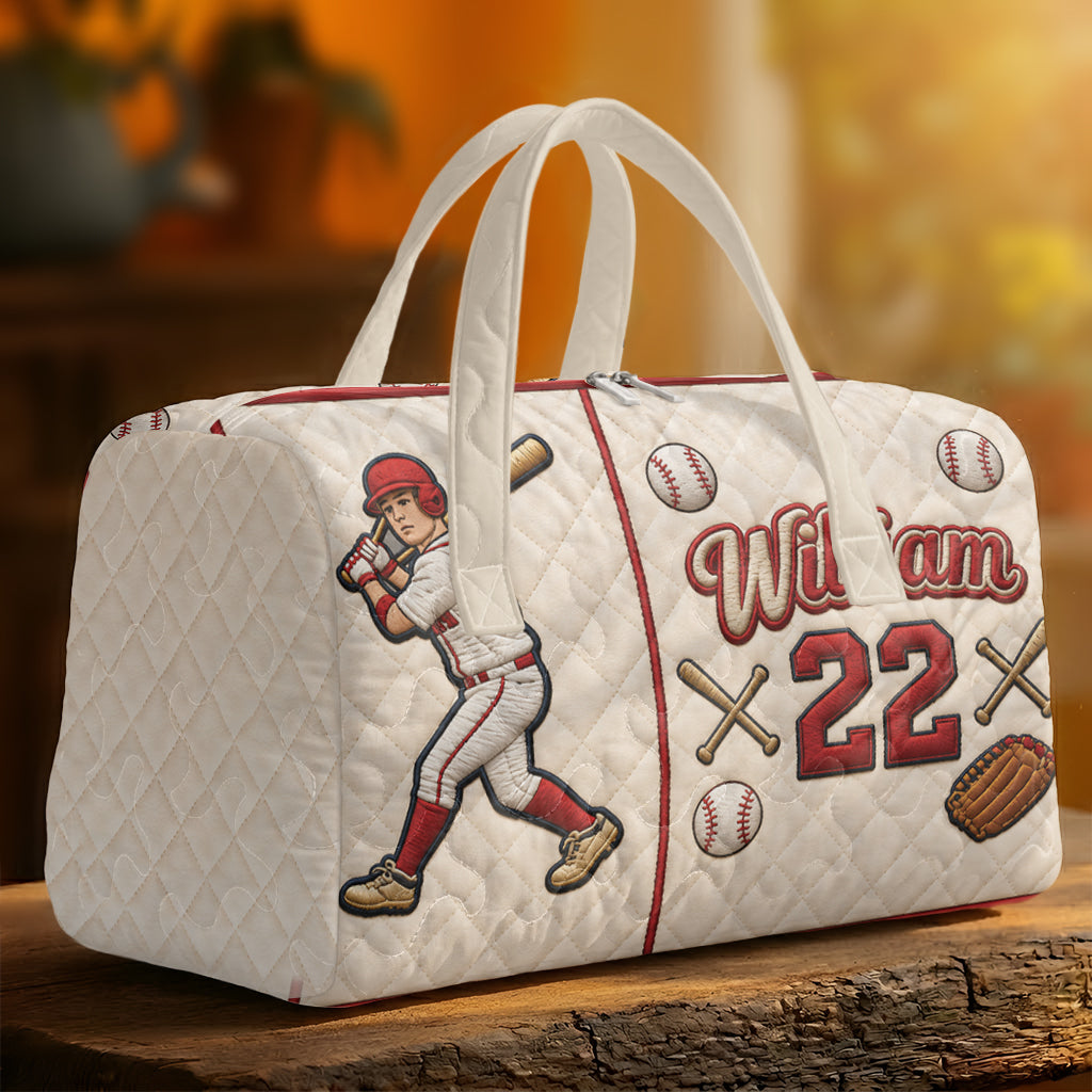 Geboren um zu Spielen - Personalisierte Baseball Quilted Duffle Bag