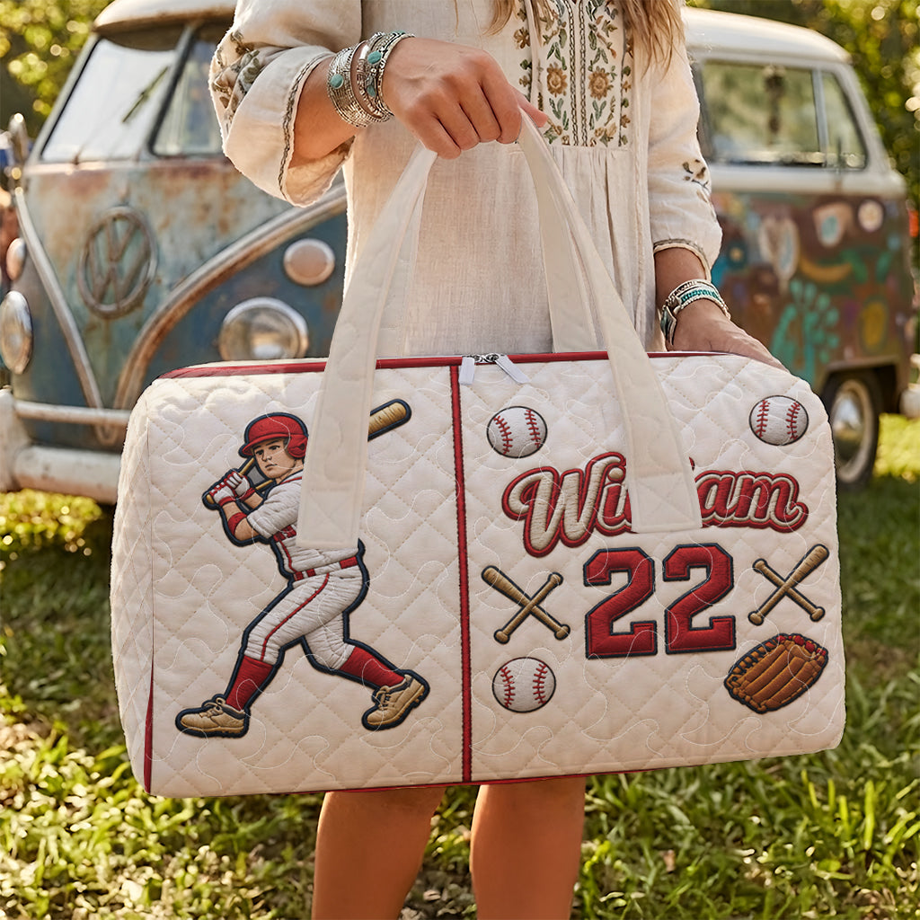 Geboren um zu Spielen - Personalisierte Baseball Quilted Duffle Bag
