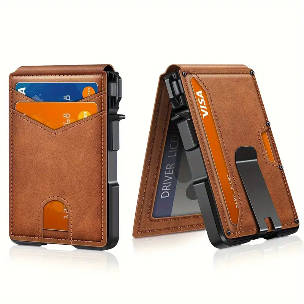 Schlanke, zweifach faltbare Geldbörse aus Leder