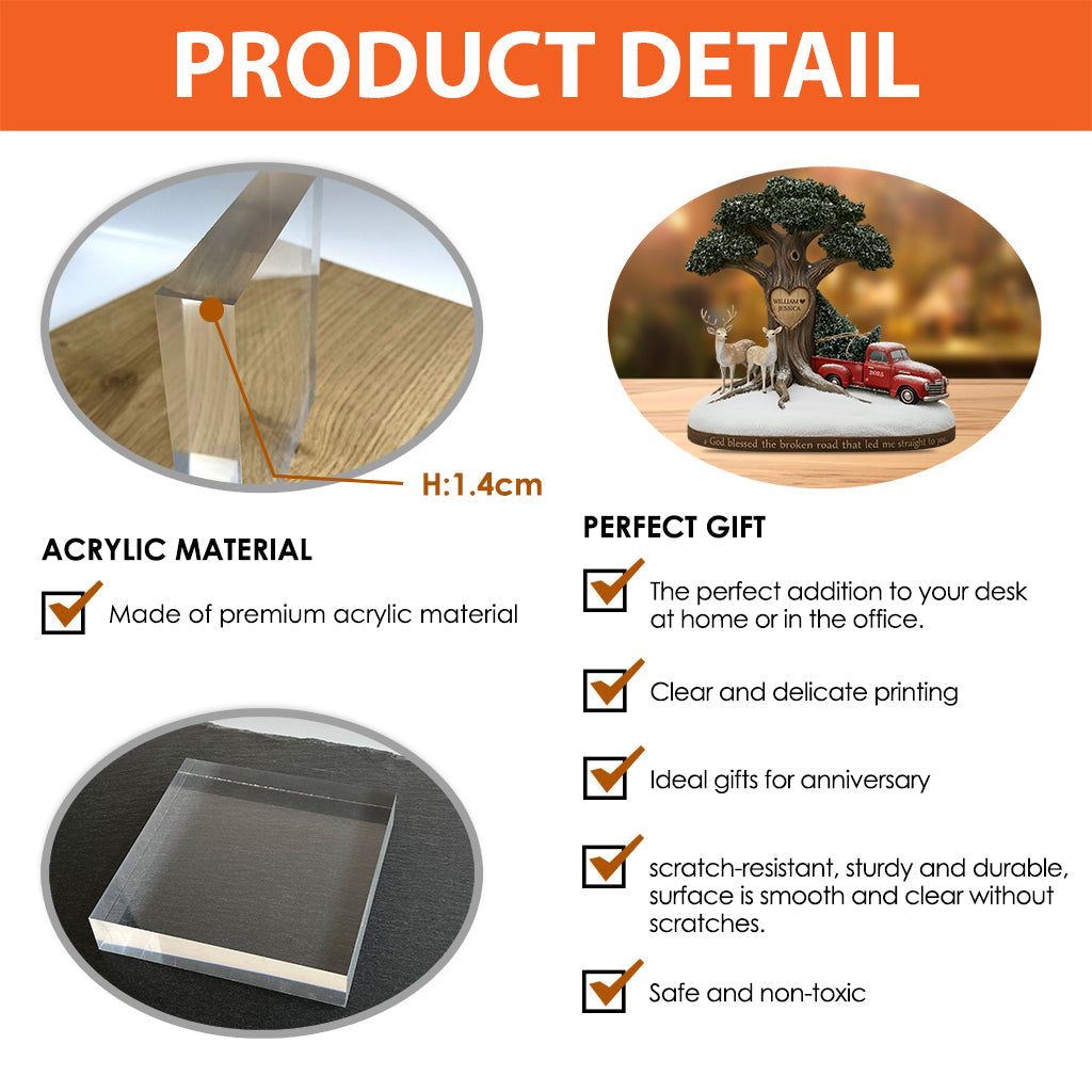 Gott segne das Paar auf dem gebrochenen Weg – personalisierte Acrylplakette in individueller Form