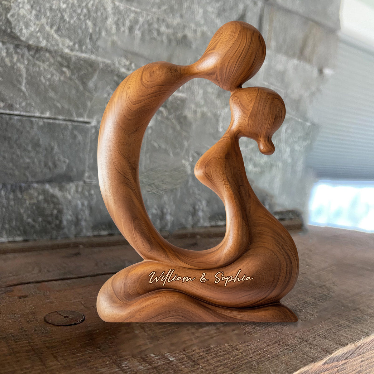 „Du und ich, wir schaffen das“ – personalisierte Holzplakette in individueller Form für Paare