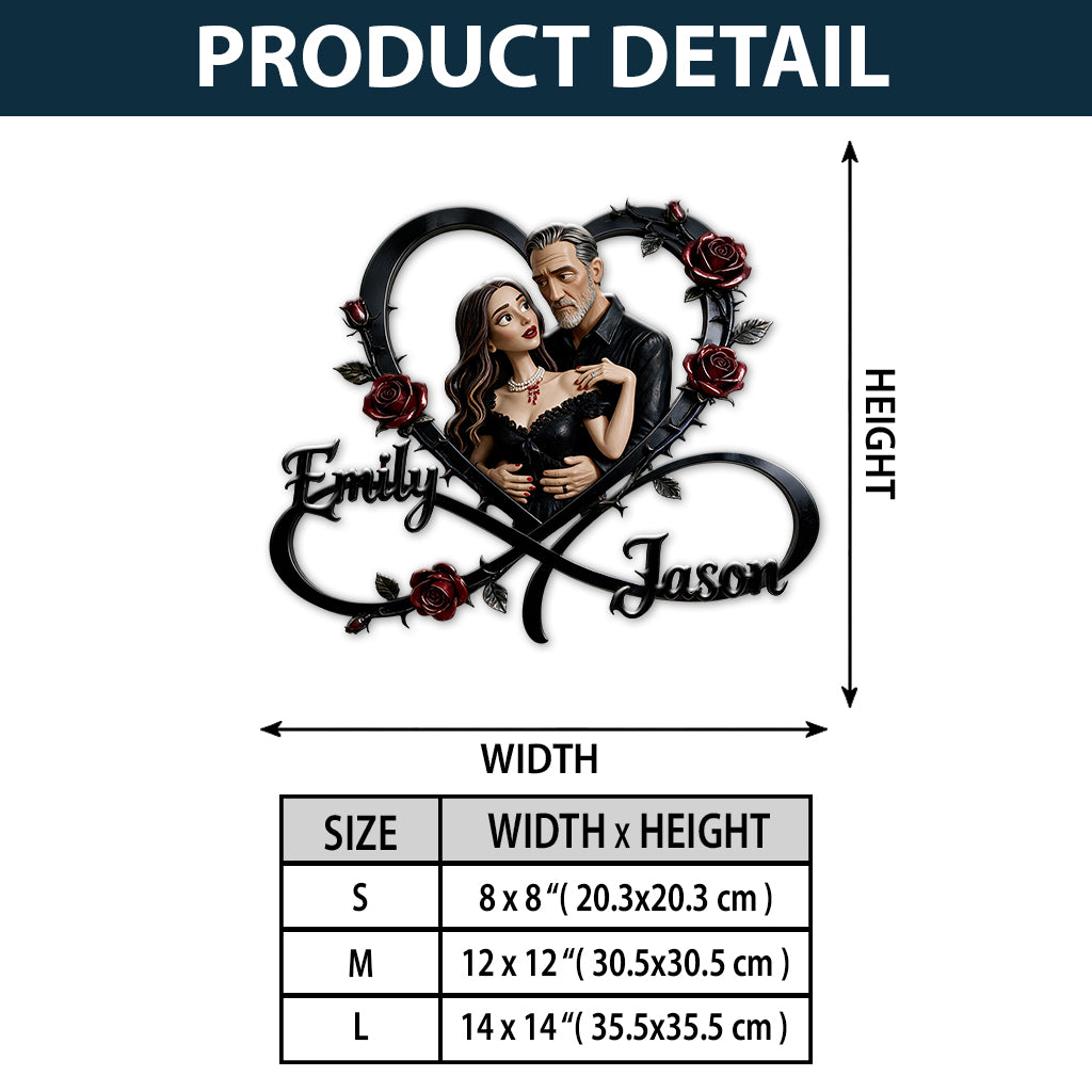 Gothic Theme Rose & Thrones Wall Art For Couple, King of the Perky Goths Style Wall Decor - Personalized Couple 3D Printed Cut Metal Sign