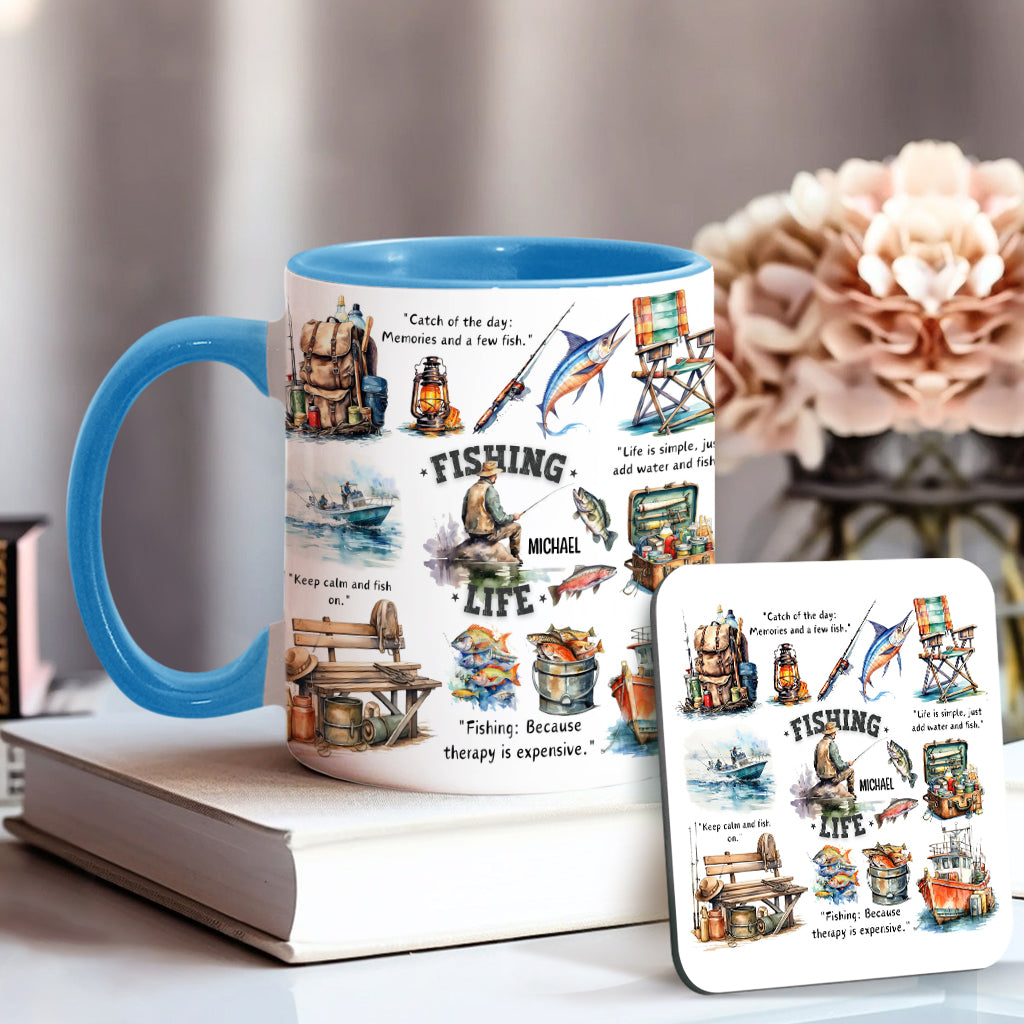 Angelbegeisterte – Personalisierte Tasse mit Angelmotiv